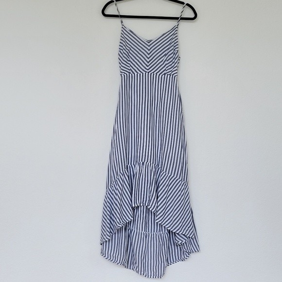 Mustard Seed | Striped Hi-Low Midi Slip Dress Blue White Size M - Picture 1 of 11